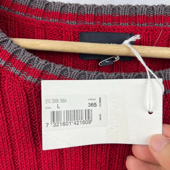 NWT Marc O' Polo Mens Red & Gray Knit Cotton Crewneck Sweater Size L -$110 - Picture 3 of 6